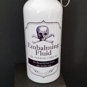 Embalming Fluid Label Water Bottle 600 ml Stainless Steel Personalized Horror Gift