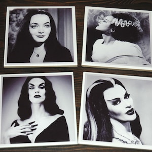 Women of Horror Ceramic Coasters Set of 4 Black and White Halloween Gothic Decor