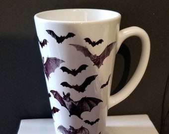Bats in the Belfry 17 ounce Ceramic Latte Style Coffee Mug Dark Decor