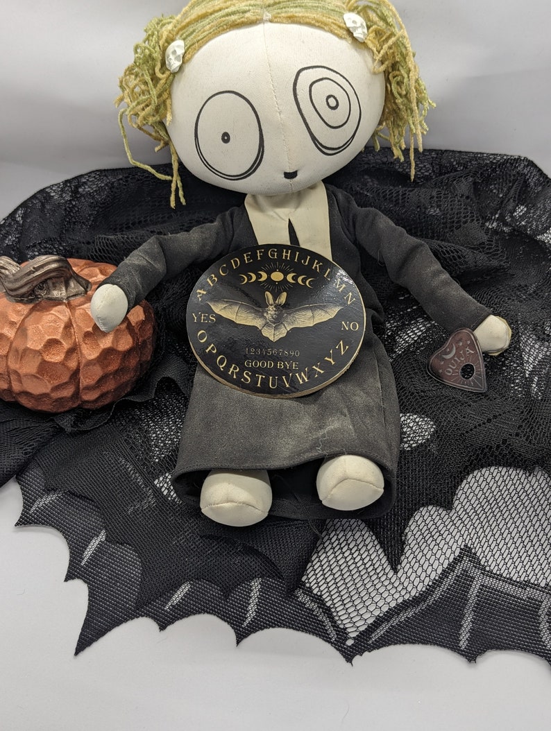 Miniature Black Bat Ouija Spirit Board Design 3 3/4 inches Round Blythe Doll Accessory Halloween Gift image 2