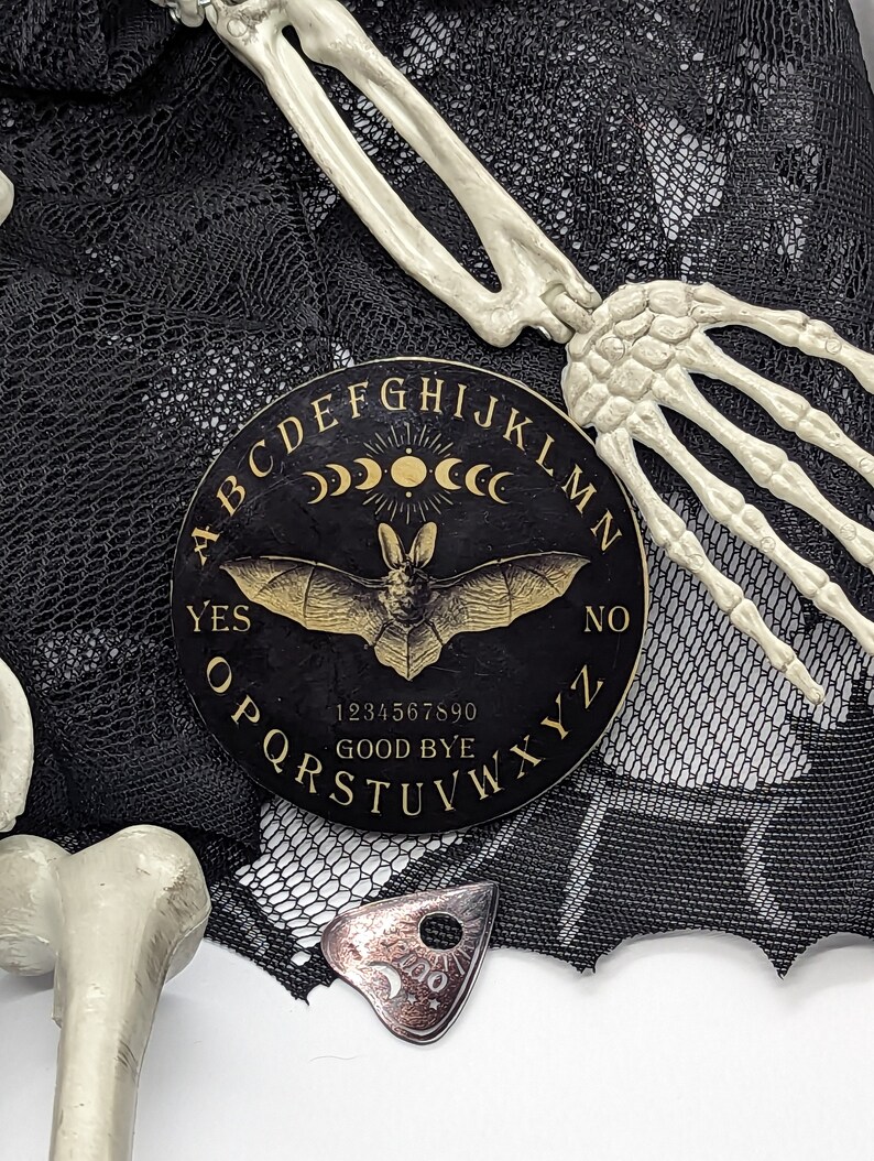 Miniature Black Bat Ouija Spirit Board Design 3 3/4 inches Round Blythe Doll Accessory Halloween Gift image 4