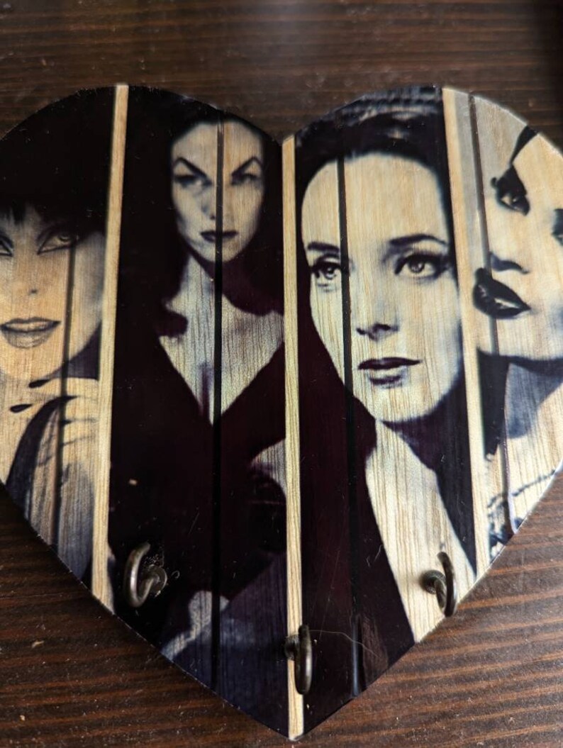 Women of Horror Printed Wooden Heart Necklace Key Holder Black - Etsy
