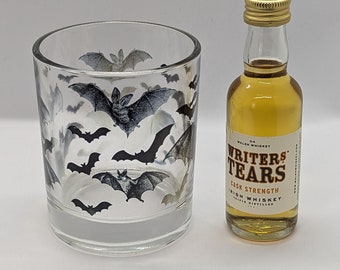 Bats in the Belfry Whiskey Glass 8 oz Horror Bat Gift Spooky Decor