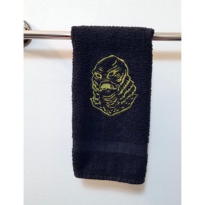 Creature from the Black Lagoon Embroidered Hand Towel ~ Dark Decor ~ horror gift ~ Classic Monsters