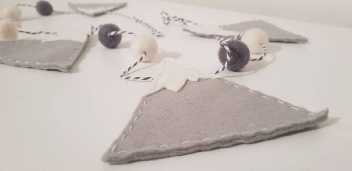 Felt Snowy Mountain Garland. Nursery Garland. Woodland Nursery Etsy