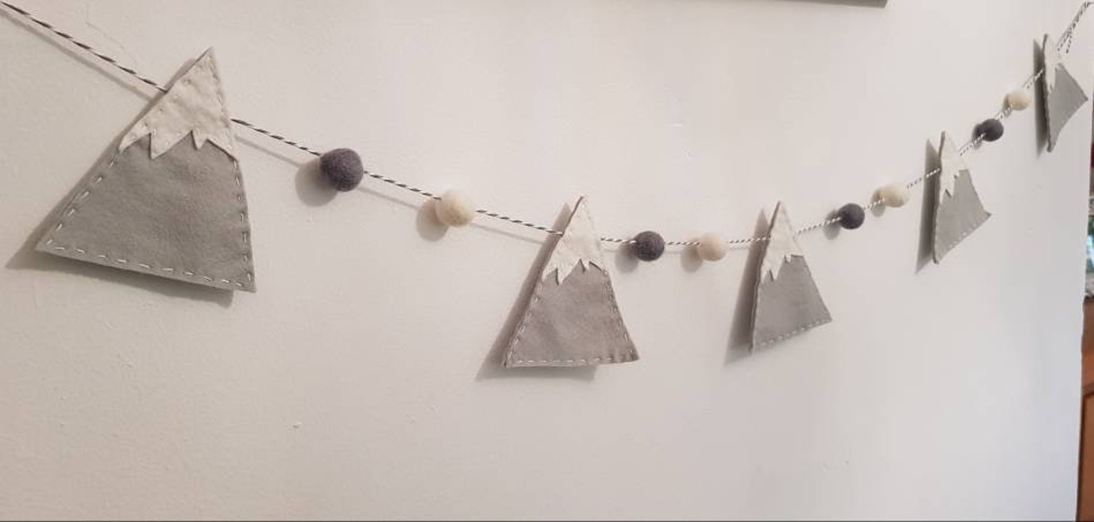 Felt Snowy Mountain Garland. Nursery Garland. Woodland Nursery Etsy