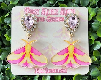 Rosy Maple Moth - Stud Earrings