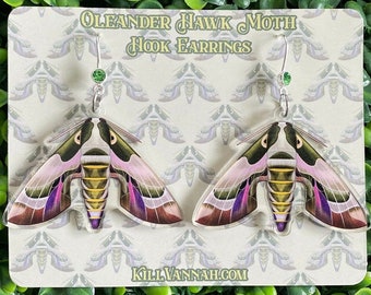 Oleander Hawk Moth - Hook Earrings