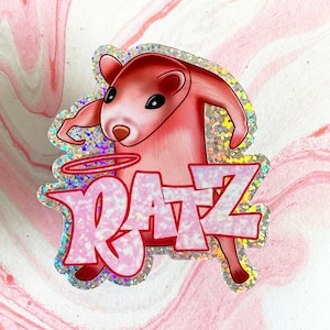 Ratz Y2K meme sticker Holographic