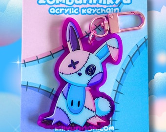 Zombunnikyu - Double-Sided Translucent Purple Acrylic Keychain