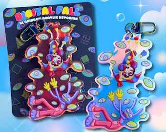 Digital Fall - XL Double-Sided Rainbow Acrylic Keychain - The Amazing Digital Circus Inspired