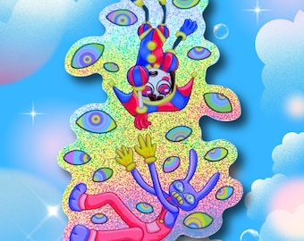 Digital Fall - The Amazing Digital Circus Inspired Pixie Dust Holographic Sticker