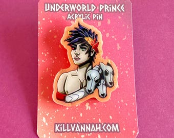 Underworld Prince - Orange Pearl Acrylic Pin - Hades Inspired