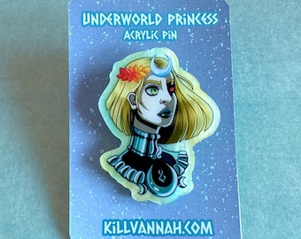 Underworld Princess - Green Pearl Acrylic Pin - Hades 2 Inspired