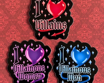 Villain Lover - Vinyl Stickers - I love villains / I love villainous women/men