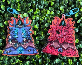 Goddess of Winter - XL Double-Sided Rainbow Acrylic Keychain - Cult of the Lamb Woolhaven inspired