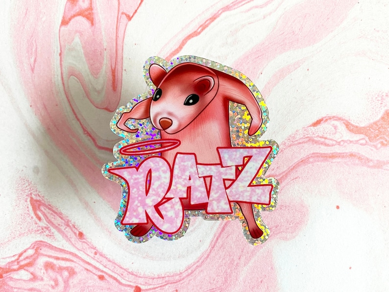 Ratz Y2K meme sticker Holographic