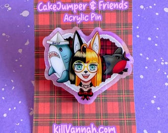 Cakejumper and Friends - Purple Pearl Acrylic Pin - Fanmade Merch