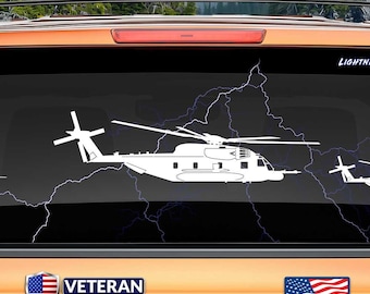 MH-53 Pave Low ( Right Side - Ramp UP ) Vinyl Decal | USAF Military Helicopter Sticker | Aircrew Gift | Veteran Made