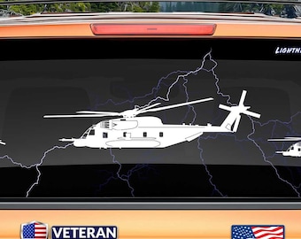 MH-53 Pave Low ( Left Side - Ramp UP ) Vinyl Decal | USAF Military Helicopter Sticker | Aircrew Gift | Veteran Made