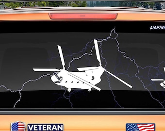 Decal of a CH-47 (Angle 1) Chinook, Vinyl Sticker, Helicopter, US Army, Aviation Gift. Product not endorsed or licensed by Boeing.