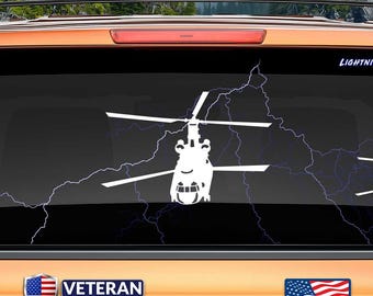 Decal of a CH-47 (Front Down) Chinook, Vinyl Sticker, Helicopter, US Army, Aviation Gift. Product not endorsed or licensed by Boeing.
