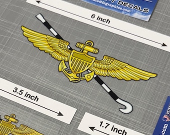 Naval Aviator Wings Tailhook (Old Style) Decal | USN Navy Pilot Badge UV Dtf Sticker, Coast Guard, Marine Corps