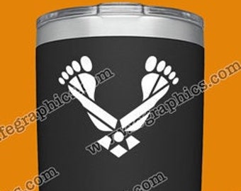 AF Wings 5 Toe Rescue Feet [Decal] Jolly Green Giant Footprint, Vinyl Decal Sticker, PJ Pararescue Sticker, CSAR Decal, Green Feet, Five Toe