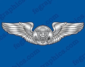Enlisted Aircrew Wings Decal (Basic USAF) Full Color, Aircrew Badge, Aircrew Wings Sticker, Basic Aircrew Wings, Enlisted Aviator Wings