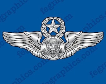 Enlisted Aircrew Wings Decal (Master USAF) Full Color, Chief Aircrew Wings Sticker, Master Aircrew Wings, Star Wreath , CEA Wings