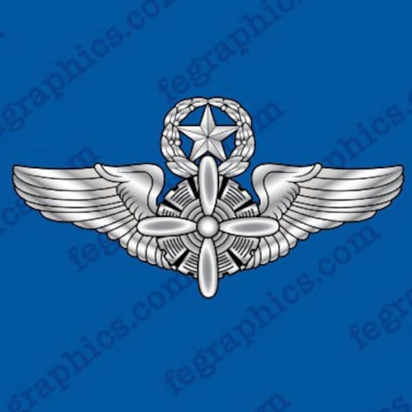 Flight Engineer Wings Decal (Master USAF) Full Color, FE Wings, Engineer Wings Sticker, Flight Engineer Badge, Engineer Decal, Chief Wings