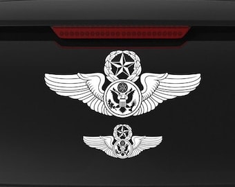 Enlisted Aircrew Wings (Master USAF) - Vinyl Decal / Sticker, Star Wreath