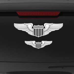 Pilot Wings Decal White (Basic USAF) Pilot Badge, Pilot Wings Sticker, Rated Officer Wings, Basic Pilot wings, Air Force Pilot Wings