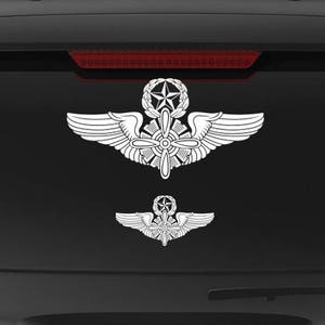 Flight Engineer Wings (Master FE) - Vinyl Decal, Sticker, WW2 Flight Engineer Wings Wreath Star