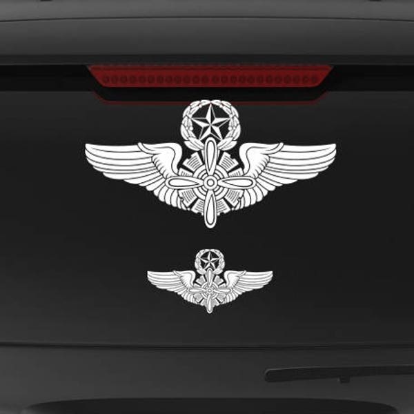 Flight Engineer Wings (Master FE) - Vinyl Decal, Sticker, WW2 Flight Engineer Wings Wreath Star