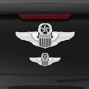 Pilot Wings Decal White (Command USAF) Pilot Badge Sticker, Chief Pilot Wings, Star Wreath Wings, Command Pilot Wings, Air Force Pilot Wings