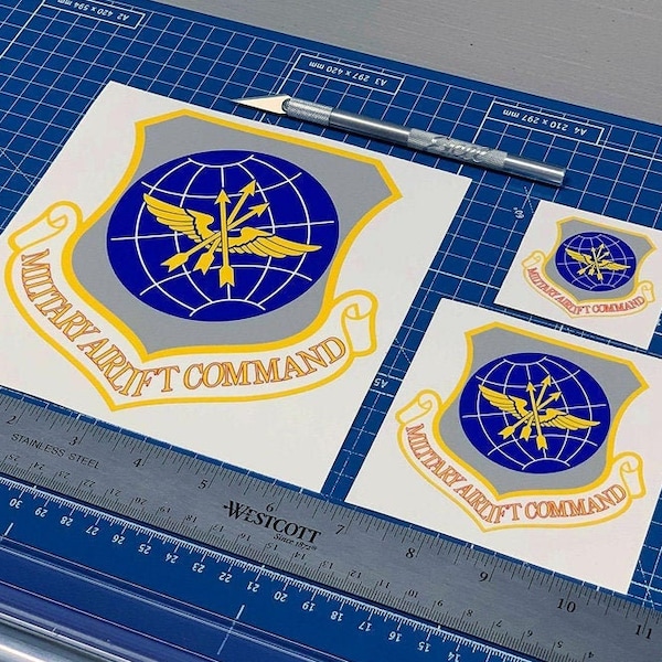 MAC Patch Decal [High Quality] Military Airlift Command Emblem, Insignia, MAC Shield Patch, Vinyl Decal Sticker, AMC, C141 C5 C130 C9