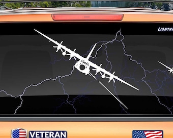 Decal of a AC-130J (Front 1 Firing) Vinyl Sticker, AC130 Gunship, Aviation Gift Product not endorsed approved or licensed by Lockheed Martin