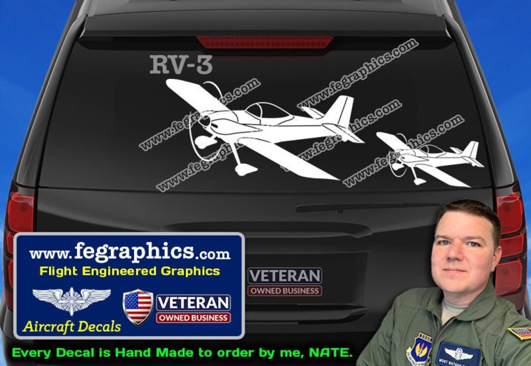 Vans RV-3 Decal [angle 1] RV3 Vinyl Decal Sticker, Vans Aircraft Kit ...