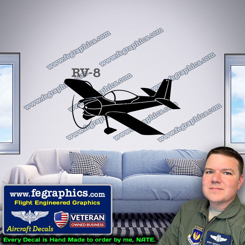 Vans RV-8 Decal [angle 1] RV8 Vinyl Decal Sticker, Vans Aircraft Kit ...