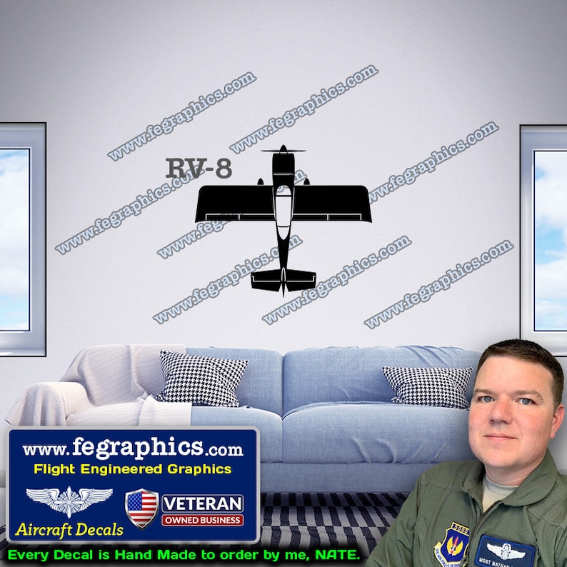 Vans RV-8 Decal [TOP] RV8 Vinyl Decal Sticker, Vans Aircraft Kit, RV-8 ...