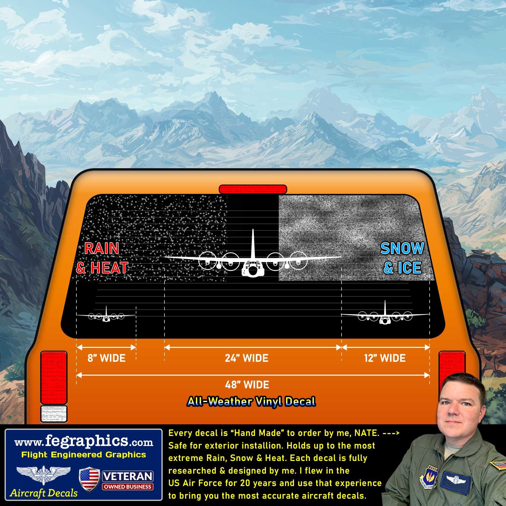 Decal of a C-130H [Spinning] Vinyl Sticker, Cargo Aircraft, Airplane Gift. Product not endorsed, approved or licensed by Lockheed Martin