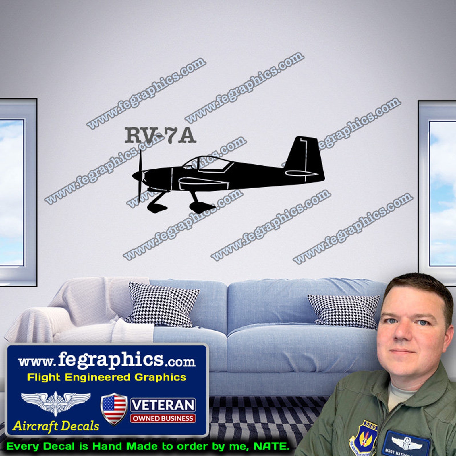 Vans RV-7A Decal [side] RV7A Vinyl Decal Sticker, Vans Aircraft Kit, RV ...
