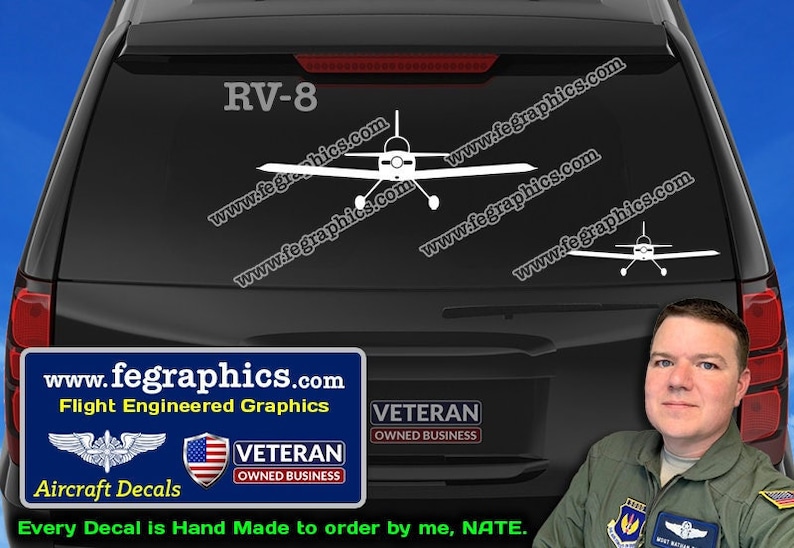 Vans RV-8 Decal [front] RV8 Vinyl Decal Sticker, Vans Aircraft Kit, RV ...