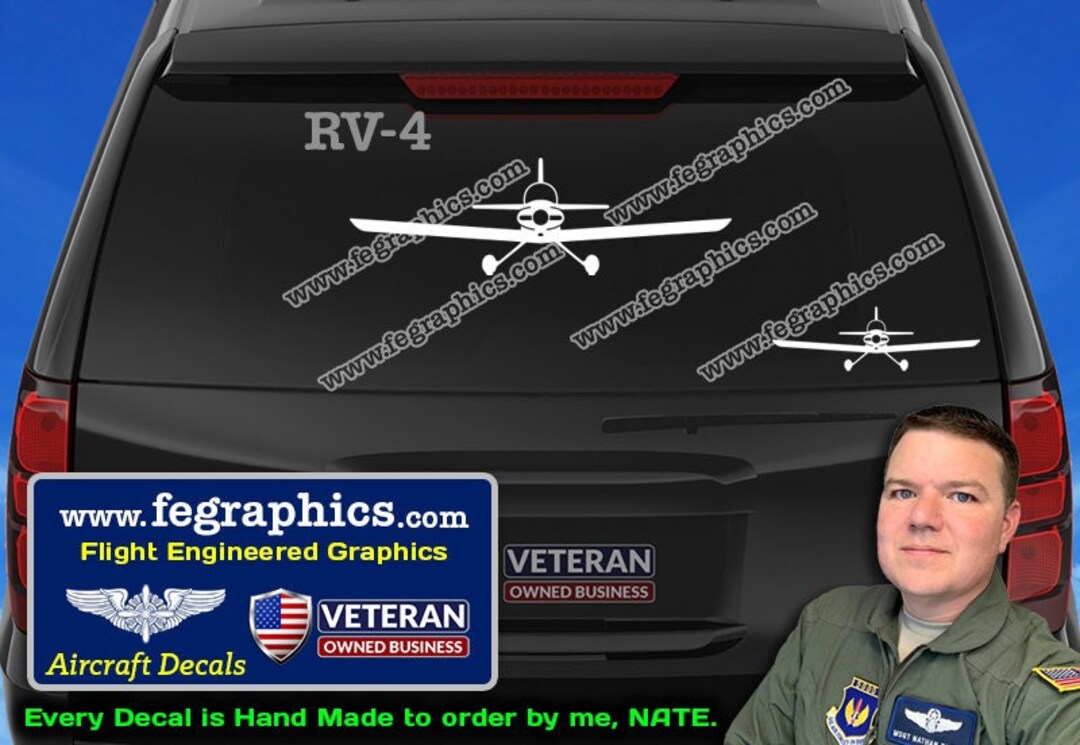 Vans RV-4 Decal [front] RV4 Vinyl Decal Sticker, Vans Aircraft Kit, RV ...