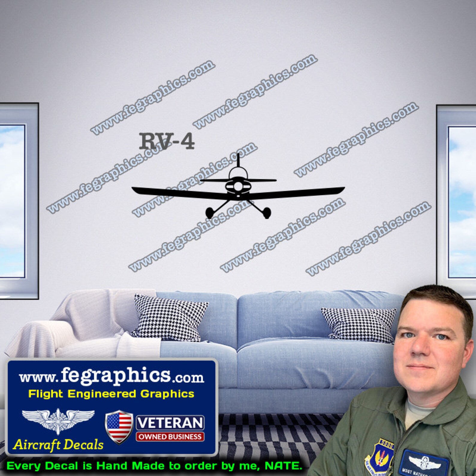 Vans RV-4 Decal [front] RV4 Vinyl Decal Sticker, Vans Aircraft Kit, RV ...