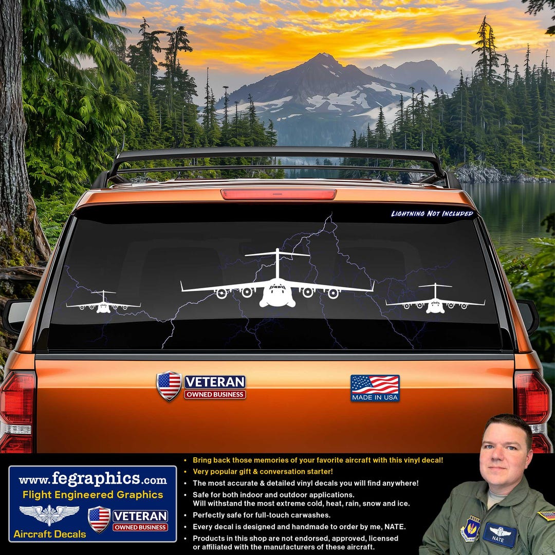 Decal of a C-17 (front 1) Vinyl Sticker, Globemaster III, USAF ...