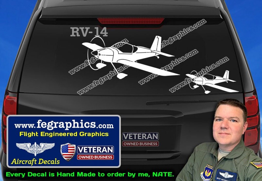 Vans RV-14 Decal [angle 1] RV14 Vinyl Decal Sticker, Vans Aircraft Kit ...