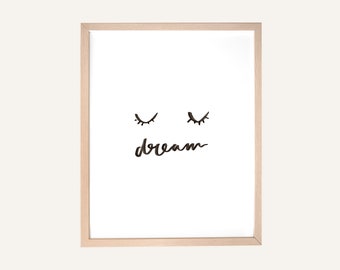 Brush Lettered Typographic Print 'Dream'