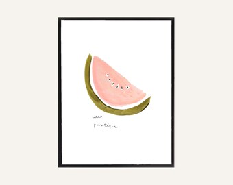 Watermelon Illustrated Art Print - une pastéque